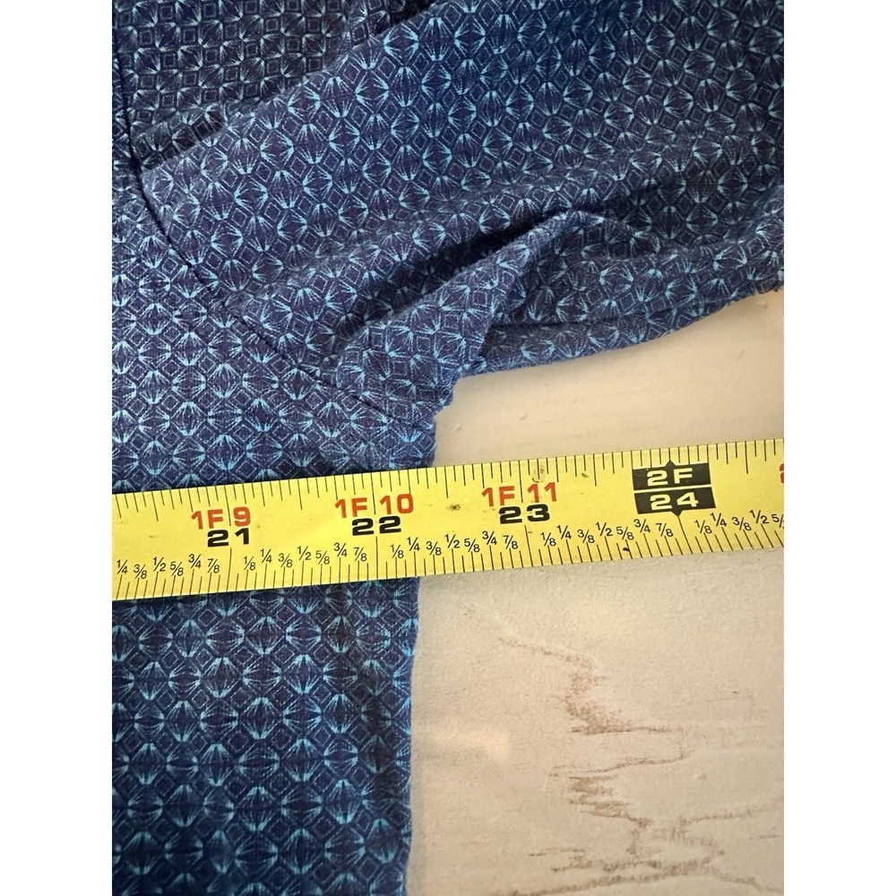 Buttercloth Icy Cotton Men's Short Sleeve Tall L LT Blue Geometric Button-Up - Picture 4 of 10